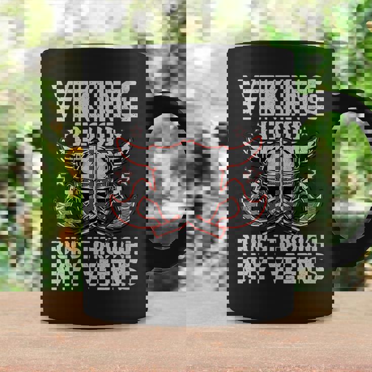 Viking Blood Runs Through My Veins Shieldmaiden Viking Coffee Mug Gifts ideas