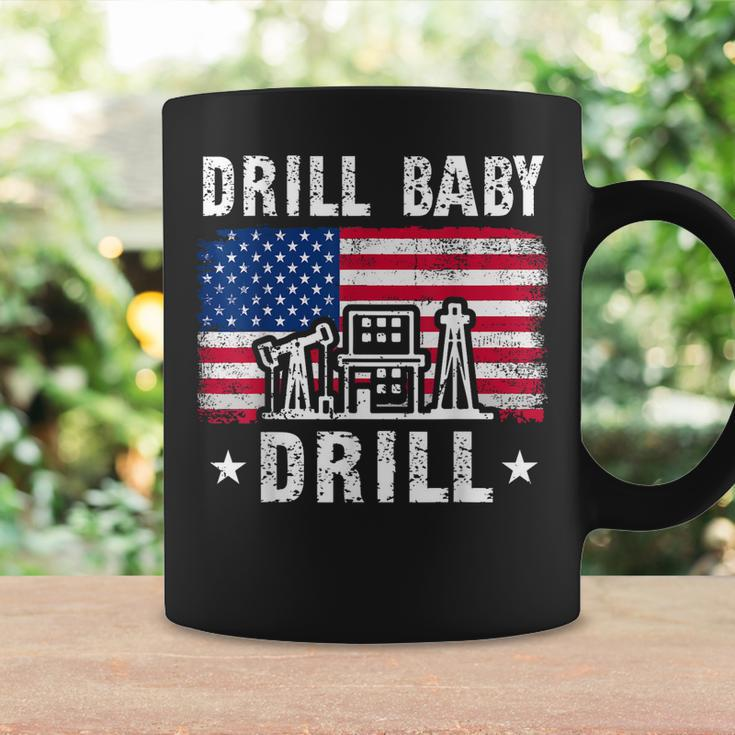 Vintage Drill Baby Drill American Flag Trump Funny Political Coffee Mug Gifts ideas