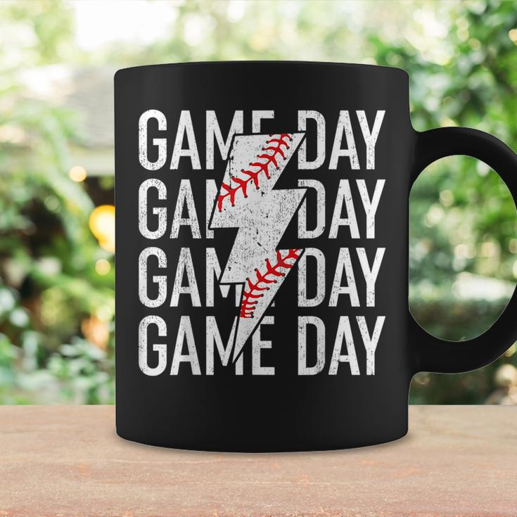 Vintage Game Day Fathers Day Lightning Bolt Baseball Sport Coffee Mug Gifts ideas