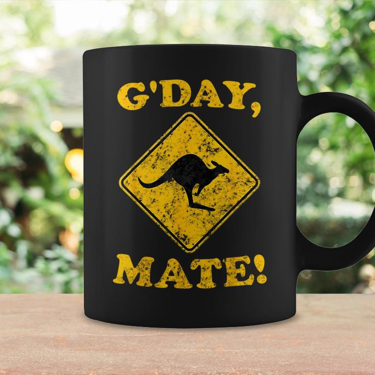 Vintage G'day Mate Kangaroo Road Sign Australia Aussie Roo Coffee Mug Gifts ideas