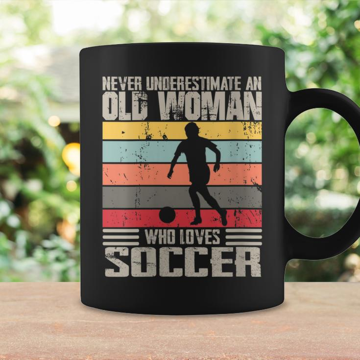 Vintage Never Underestimate An Old Woman Who Loves Soccer Coffee Mug Gifts ideas