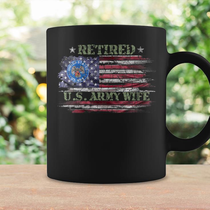 Vintage Usa American Flag Proud Retired Us Army Veteran Wife Coffee Mug Gifts ideas