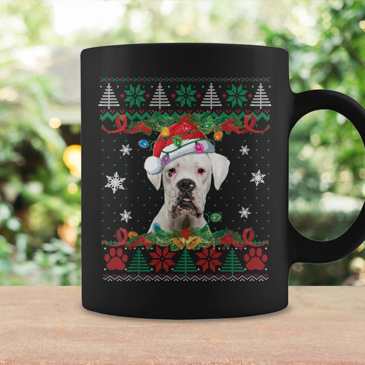 White Boxer Christmas Santa Ugly Sweater Dog Lover Xmas Coffee Mug Gifts ideas