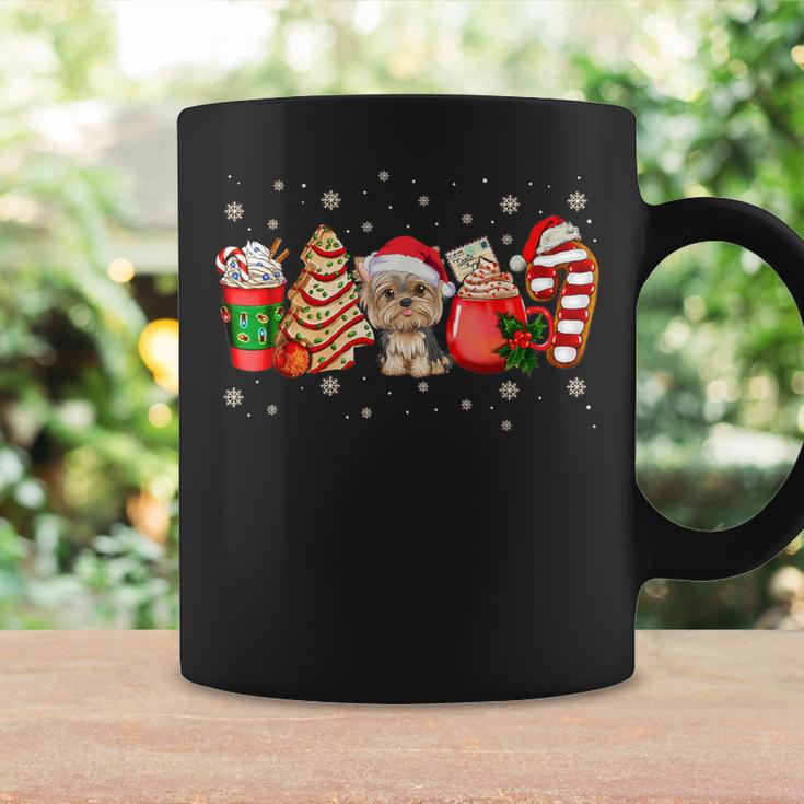 Yorkie Dog Christmas Pajamas Coffee Latte Xmas Tree Coffee Mug Gifts ideas