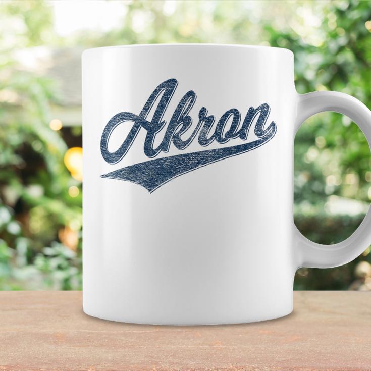Akron Script Akron Ohio Varsity Script Classic Sports Jersey Style Coffee Mug | Mazezy