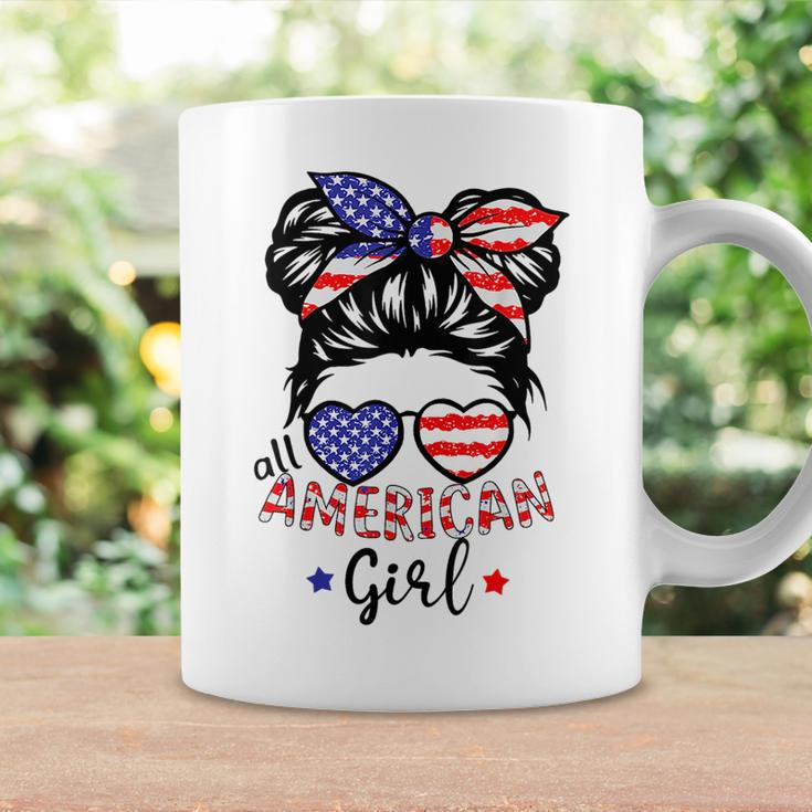 All American Girls 4Th Of July Messy Bun Girl Kids Coffee Mug Gifts ideas
