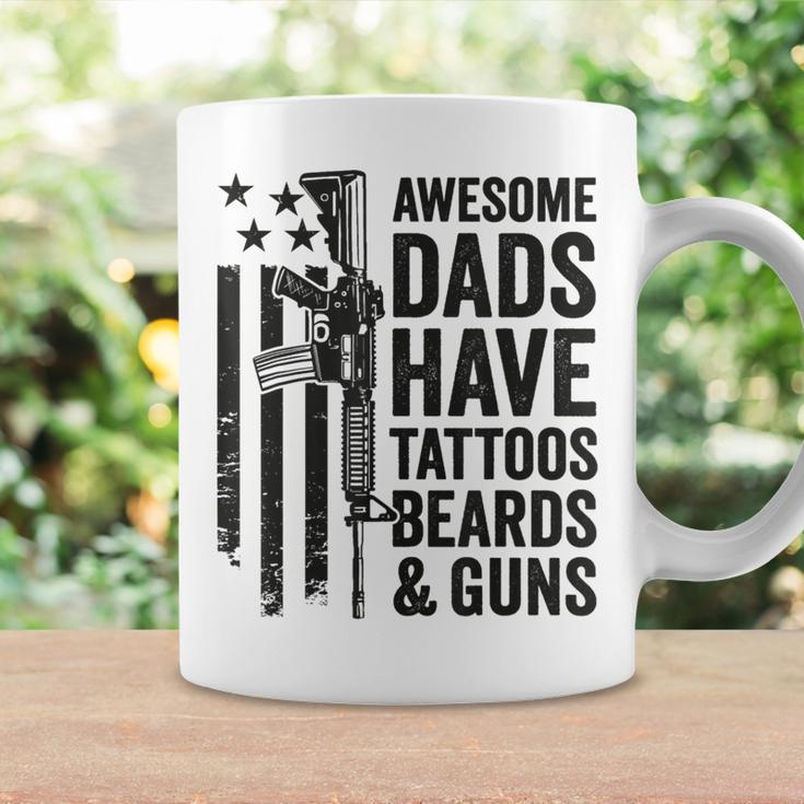 Awesome Dads Have Tattoos Beards & Guns - Funny Dad Gun Coffee Mug Gifts ideas