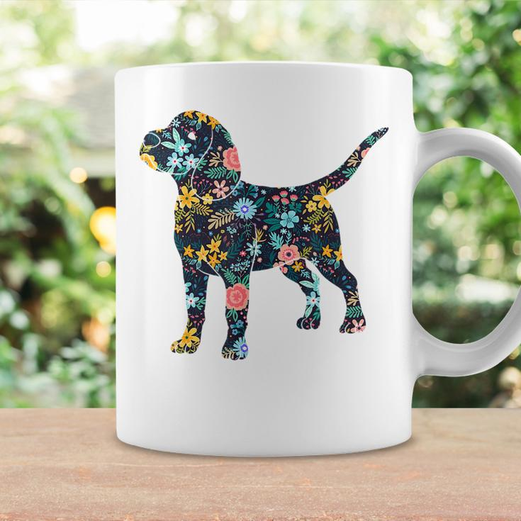Beagle Floral Dog Silhouette Graphic Coffee Mug Gifts ideas