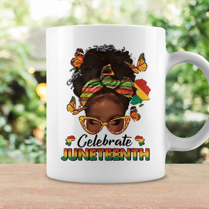 Black Women Messy Bun Junenth Celebrate Independence Day Coffee Mug Gifts ideas