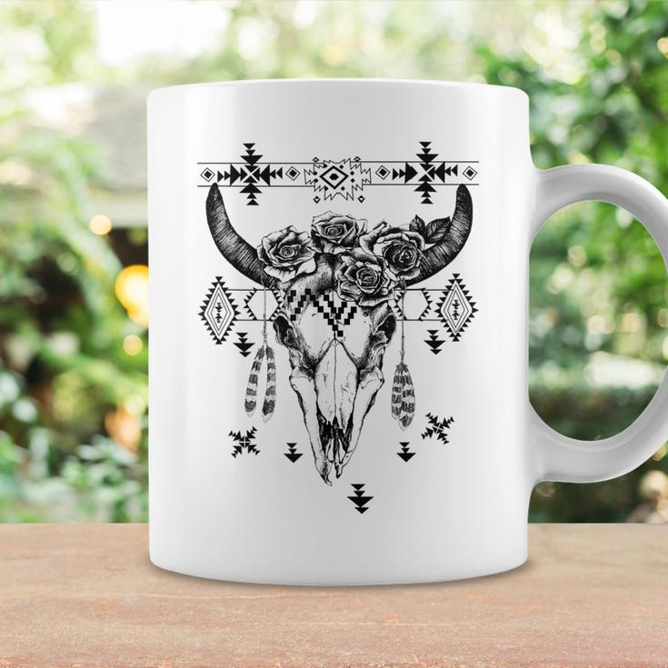 Boho Cow Bull Skull With Rose For Girl And Women Coffee Mug Gifts ideas