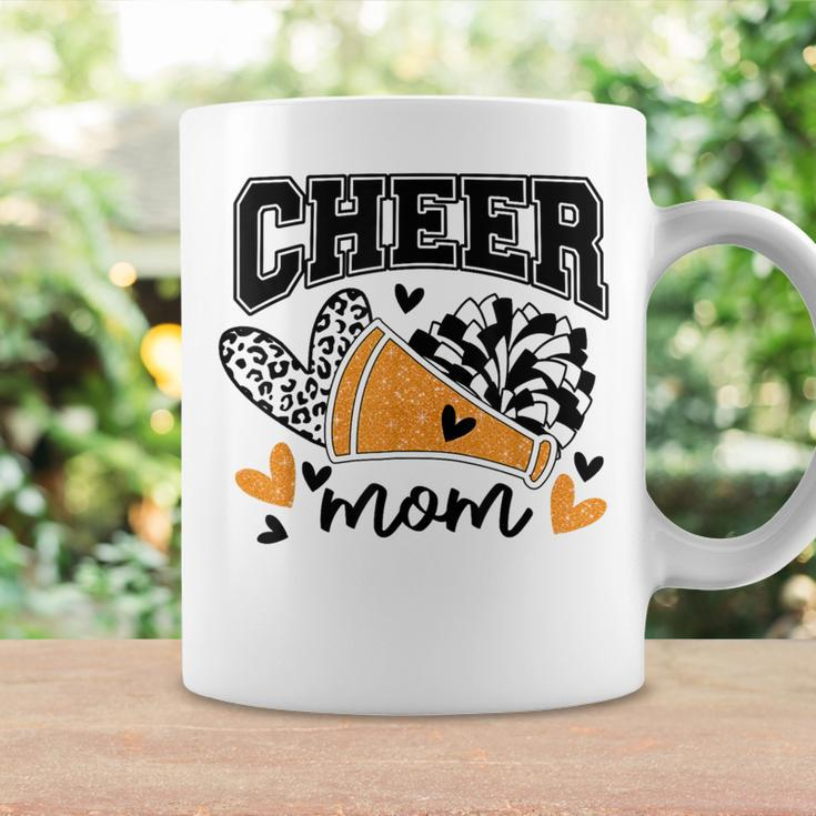 Cheer Mom Biggest Fan Cheerleader Black And Orange Pom Pom Coffee Mug Gifts ideas