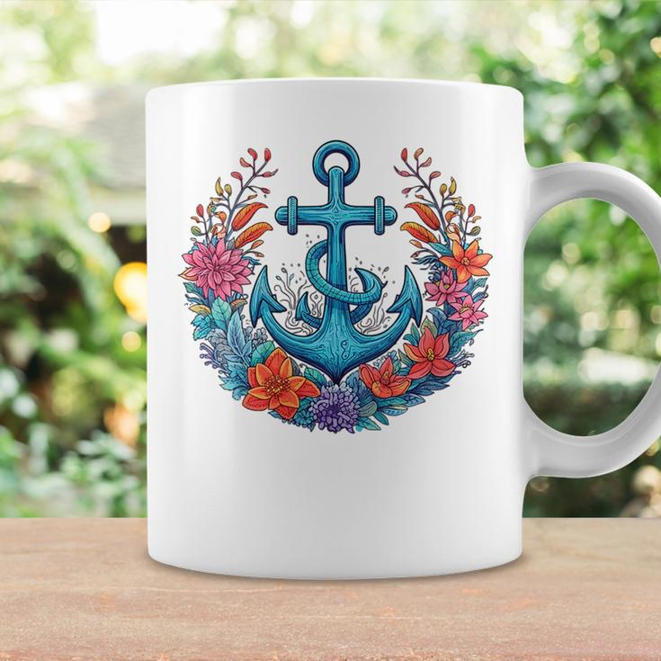 Colorful Flowers Designs Floral Nautical Sailing Boat Anchor Coffee Mug Gifts ideas