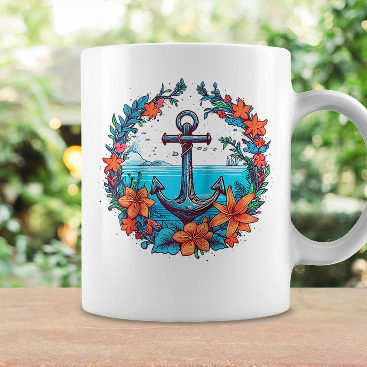 Colorful Flowers Pattern Floral Nautical Sailing Boat Anchor Coffee Mug Gifts ideas