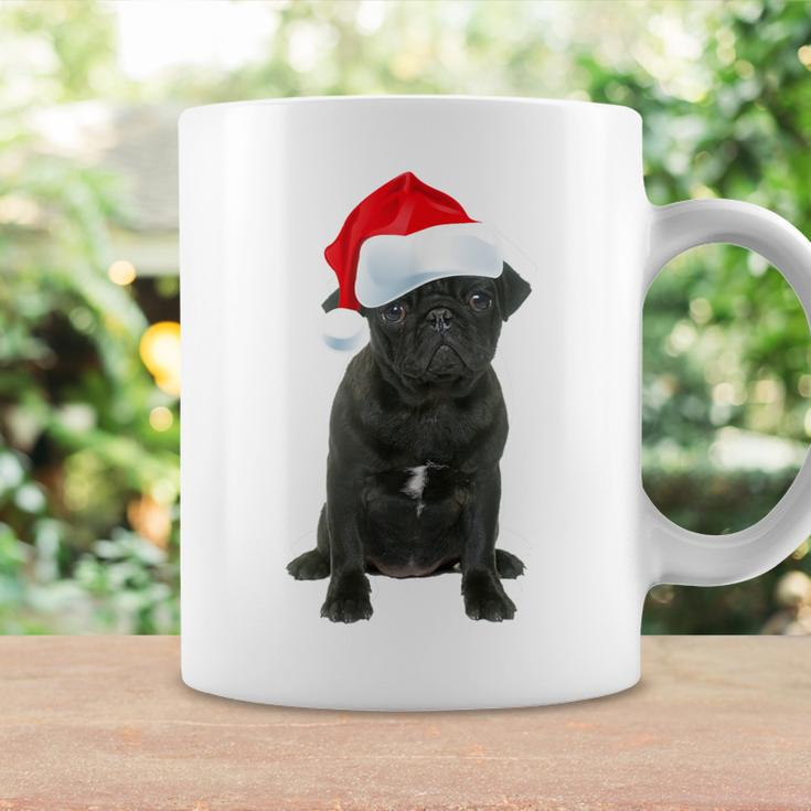 Cute Black Pug Santa Hat Matching Christmas Fun Coffee Mug Gifts ideas