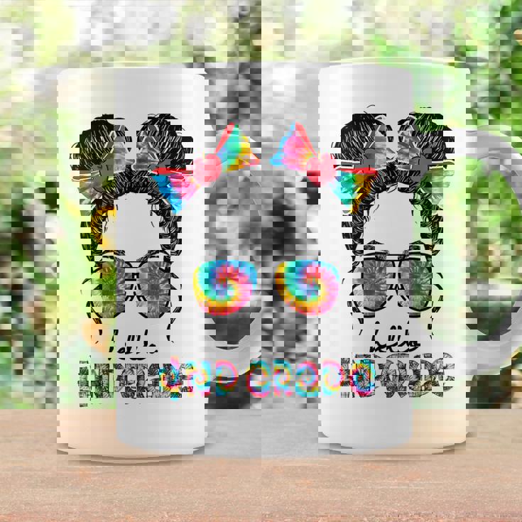 First Day Of School Hello 4Th Grade Messy Bun Girls Coffee Mug Gifts ideas