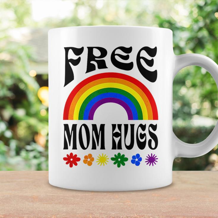 Free Mom Hugs Gay Pride Lgbt Retro Rainbow Flower Hippie Coffee Mug Gifts ideas