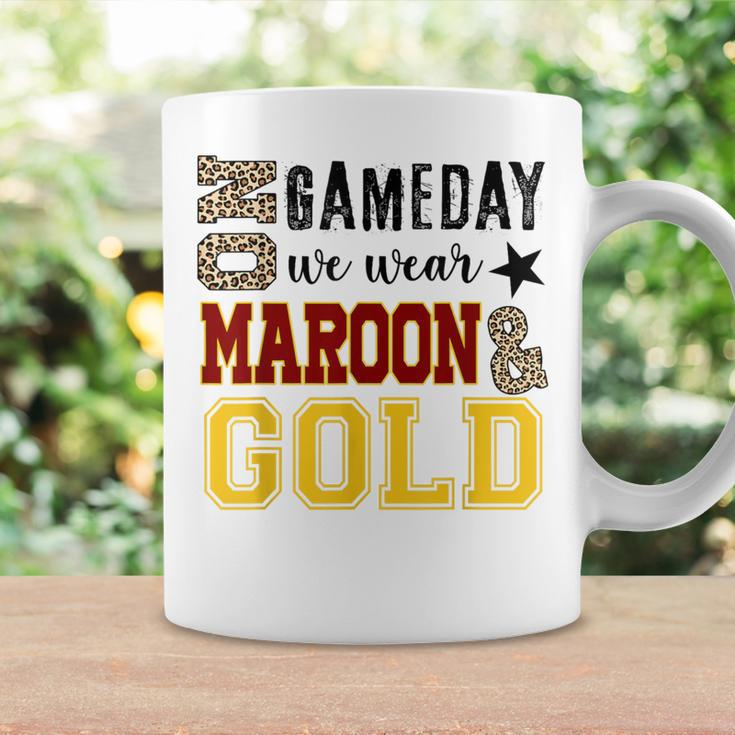 On Gameday Football We Wear Maroon And Gold Leopard Print Coffee Mug Gifts ideas