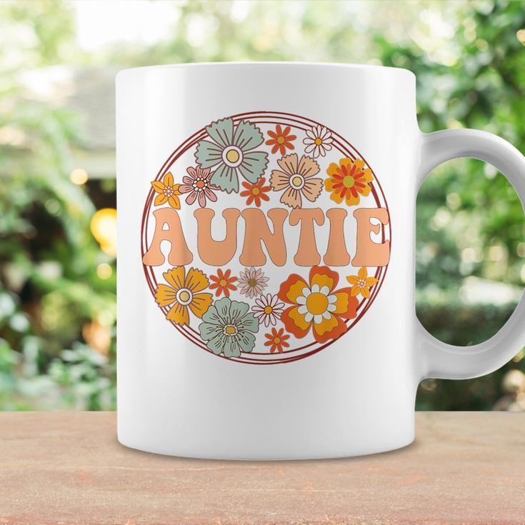 Groovy Auntie Retro Flowers Women Mothers Day Aunt Coffee Mug Gifts ideas