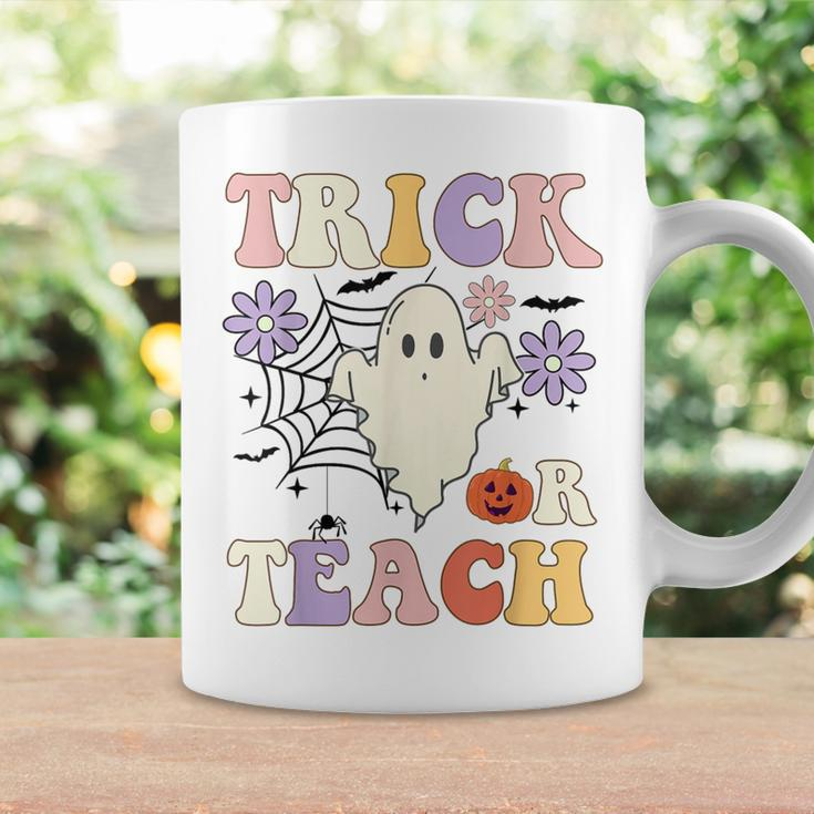 Groovy Teacher Halloween Trick Or Teach Retro Floral Ghost Coffee Mug Gifts ideas