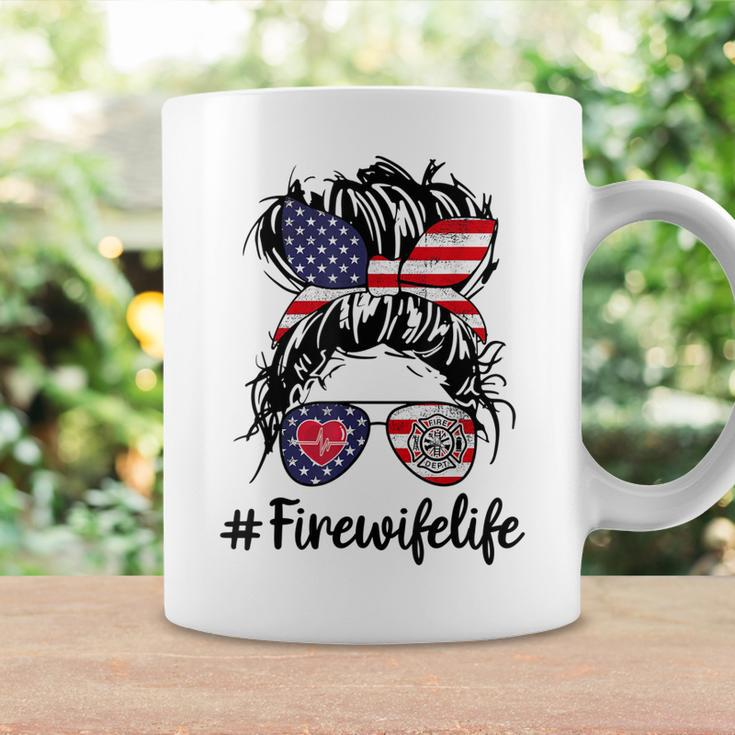 Happy July 4Th Firefighters Wife Life Messy Buns Flag Coffee Mug Gifts ideas