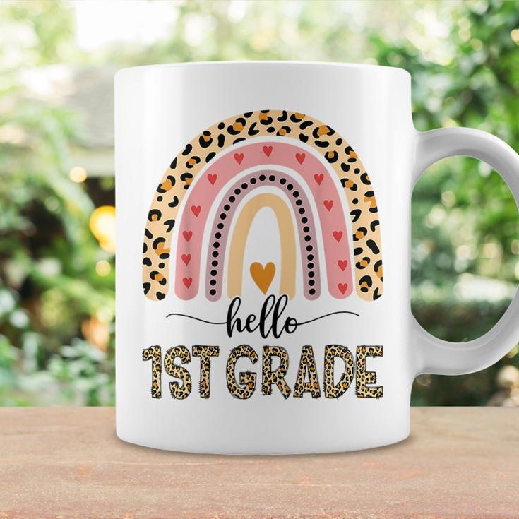 Hello 1St Grade Teacher Leopard Rainbow Girls Back To School Coffee Mug Gifts ideas
