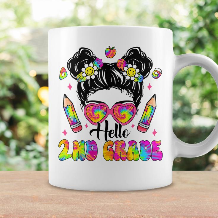 Hello 2Nd Grade Second Tie Dye Messy Bun Girl Back To School Coffee Mug Gifts ideas