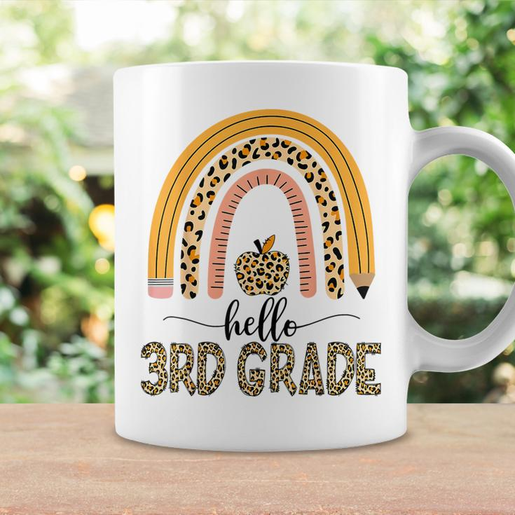 Hello 3Rd Grade Teacher Leopard Rainbow Girls Back To School Coffee Mug Gifts ideas