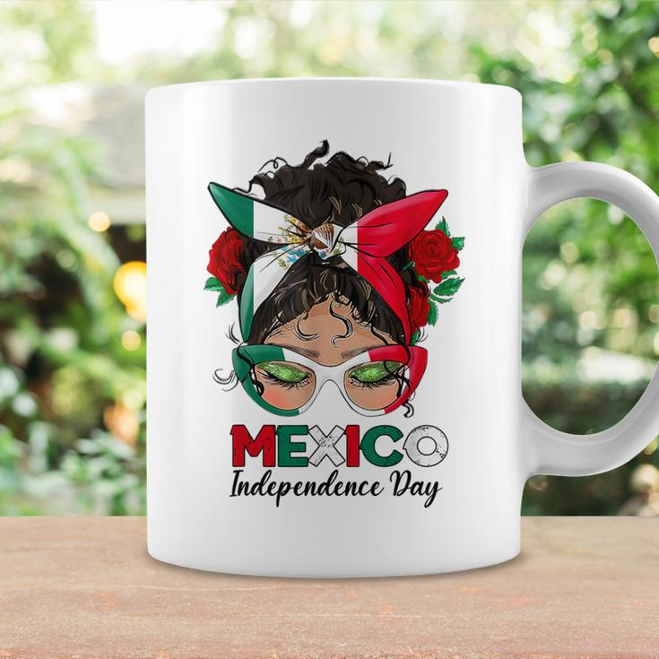 Messy Bun Mexican Flag Independence Day Woman Vintage Coffee Mug Gifts ideas