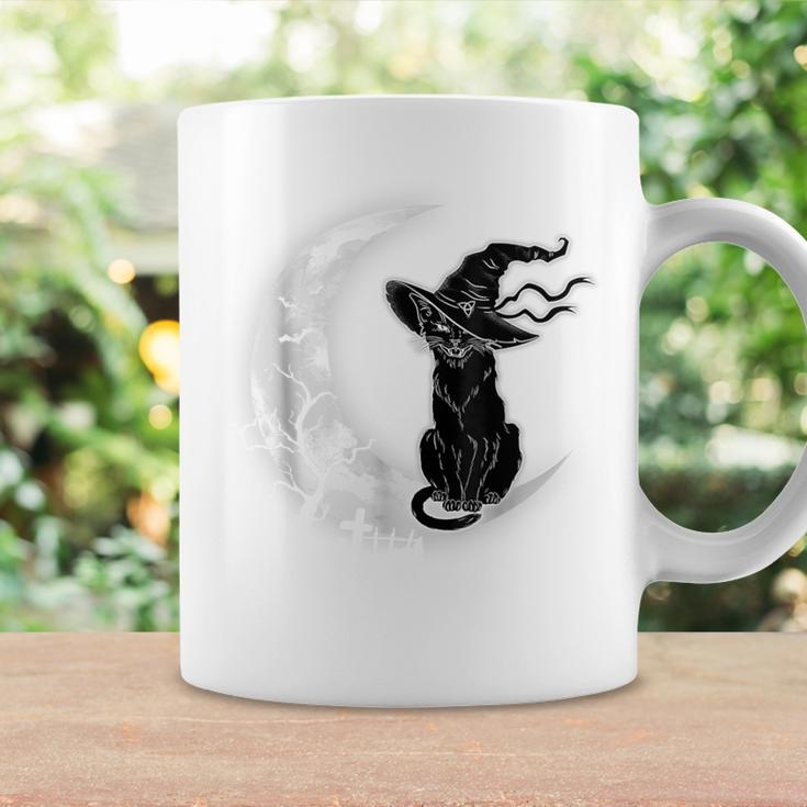 Moon Halloween Scary Black Cat Costume Witch Hat Coffee Mug Gifts ideas