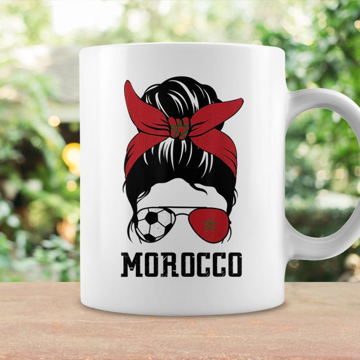 Moroccan Soccer Girl Mom Messy Bun Morocco Football Fan Coffee Mug Gifts ideas
