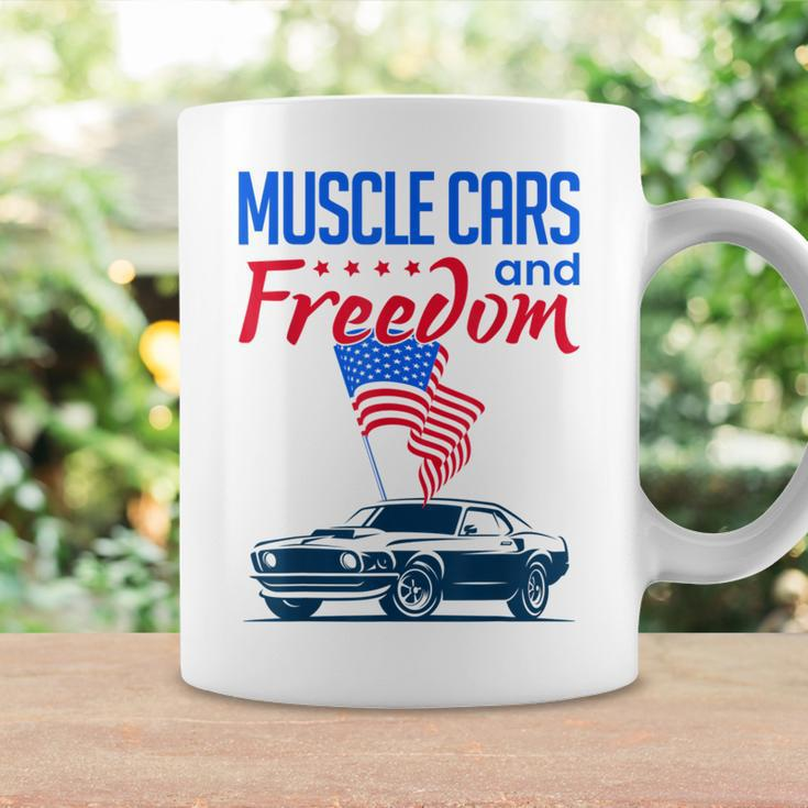 Muscle Cars & Freedom American Car Enthusiast July 4Th Flag Cars Funny Gifts Coffee Mug Gifts ideas