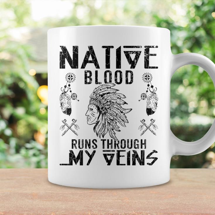 Native Blood Runs Through My Veins Fun American Day Graphic Coffee Mug Gifts ideas