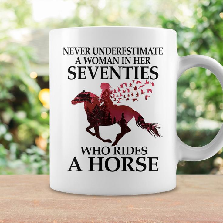 Never Underestimate A Woman In Her Seventies Rides A Horse Coffee Mug Gifts ideas