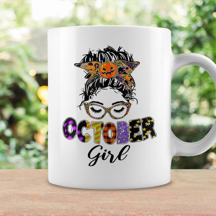 October Girl Halloween Messy Bun October Birthday Coffee Mug Gifts ideas