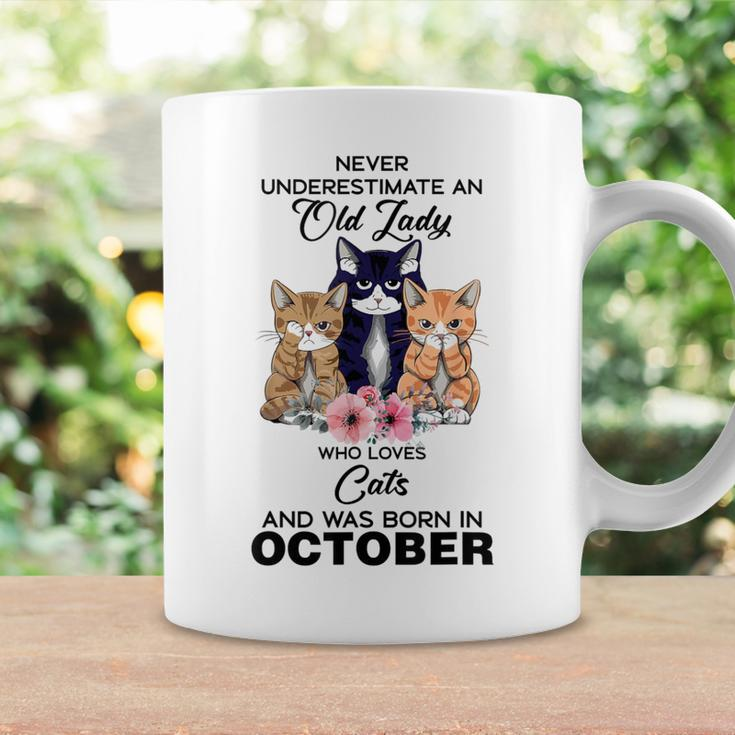 October Never Underestimate An Old Lady Who Loves Cats Coffee Mug Gifts ideas