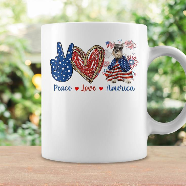 Peace Love Schnauzer Dog Patriotic America Flag 4Th July Coffee Mug Gifts ideas