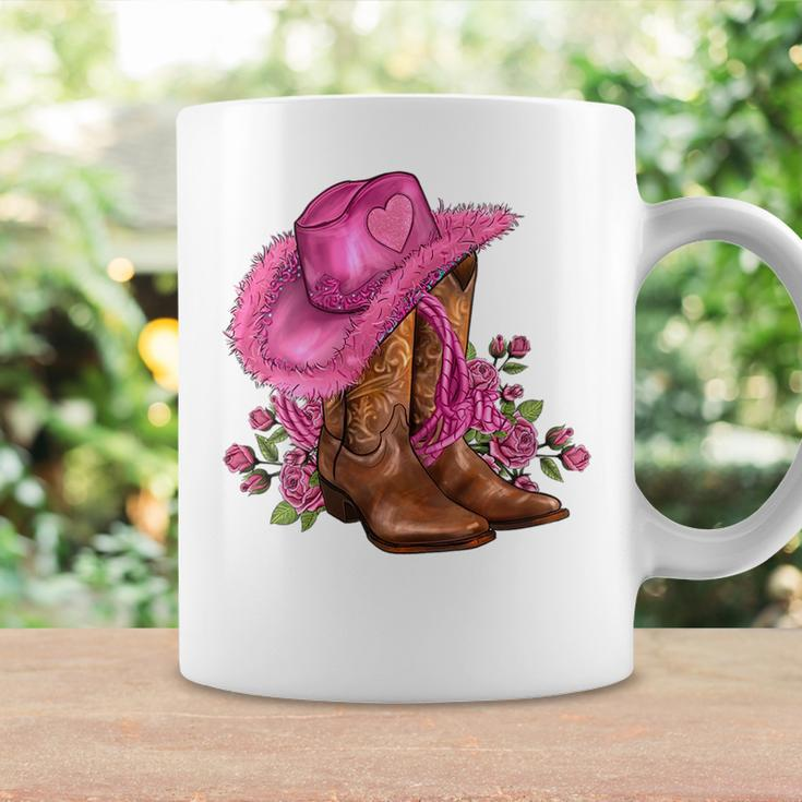Pink Cowgirl Hat Cowgirl Boots Western Cowhide Rose Flowers Coffee Mug Gifts ideas