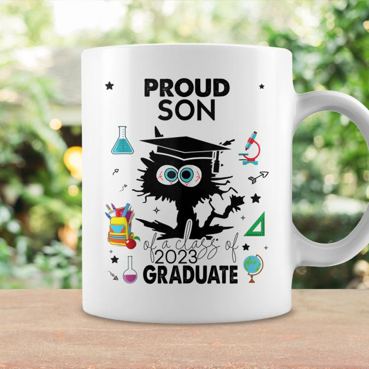 Proud Son Of A Class Of 2023 Graduate Cool Funny Black Cat Coffee Mug Gifts ideas