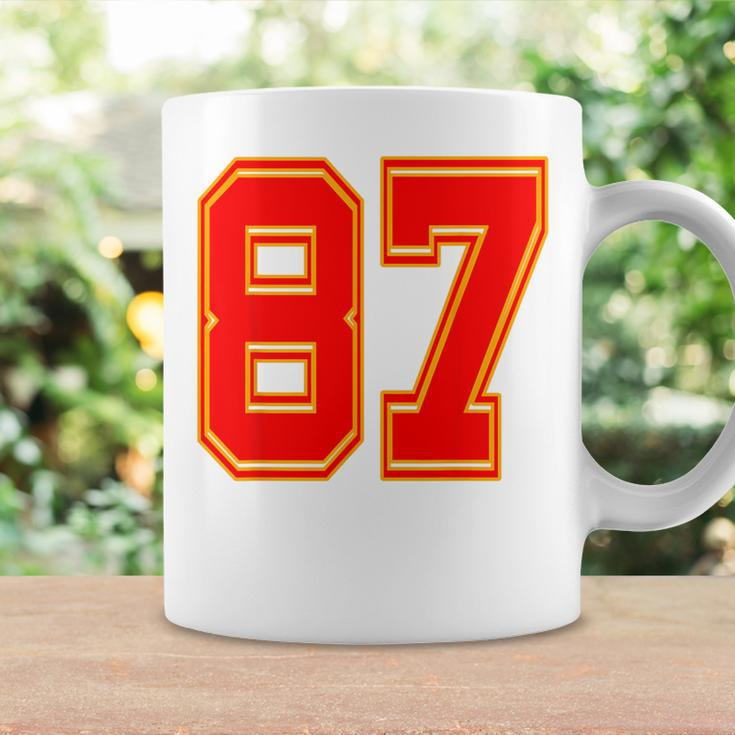 Red Number 87 White Yellow Football Basketball Soccer Fans Coffee Mug Gifts ideas