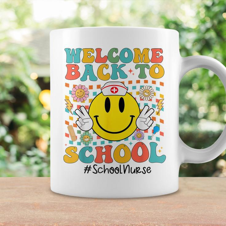 Retro Groovy Welcome Back To School Shool Nurse Smile Face Coffee Mug Gifts ideas