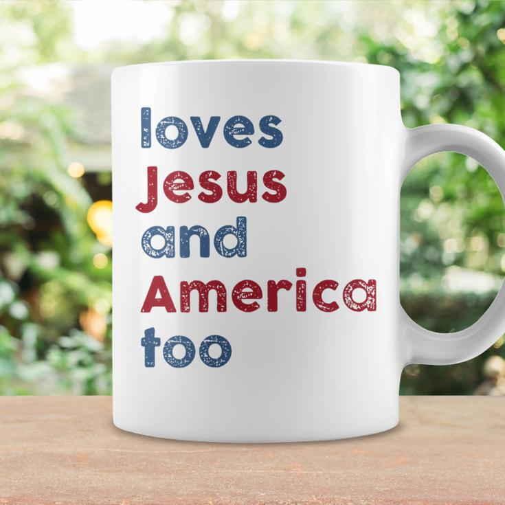 Retro Loves Jesus And America Too God Christian 4Th Of July Gift For Womens Coffee Mug Gifts ideas