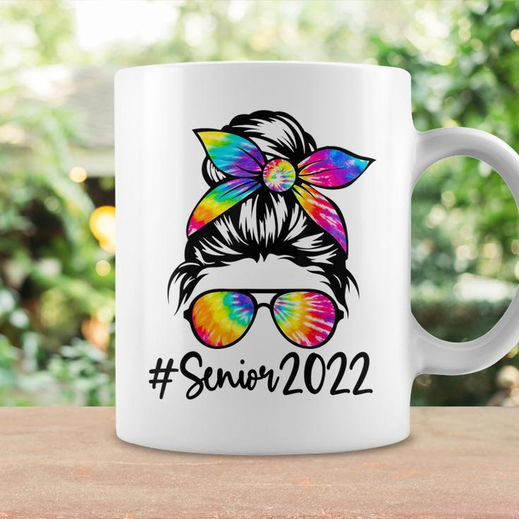 Senior 2022 Messy Bun Tie Dye Last Day Of School Graduation Coffee Mug Gifts ideas