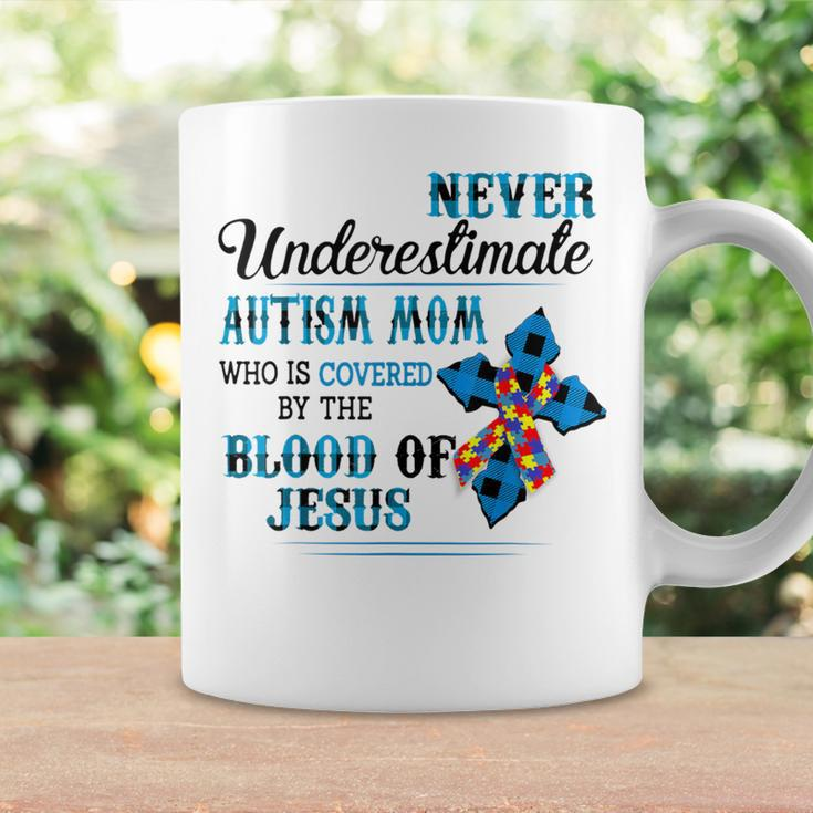 Never Underestimate Autism Mom Who Is Covered Jesus Lovers Coffee Mug Gifts ideas