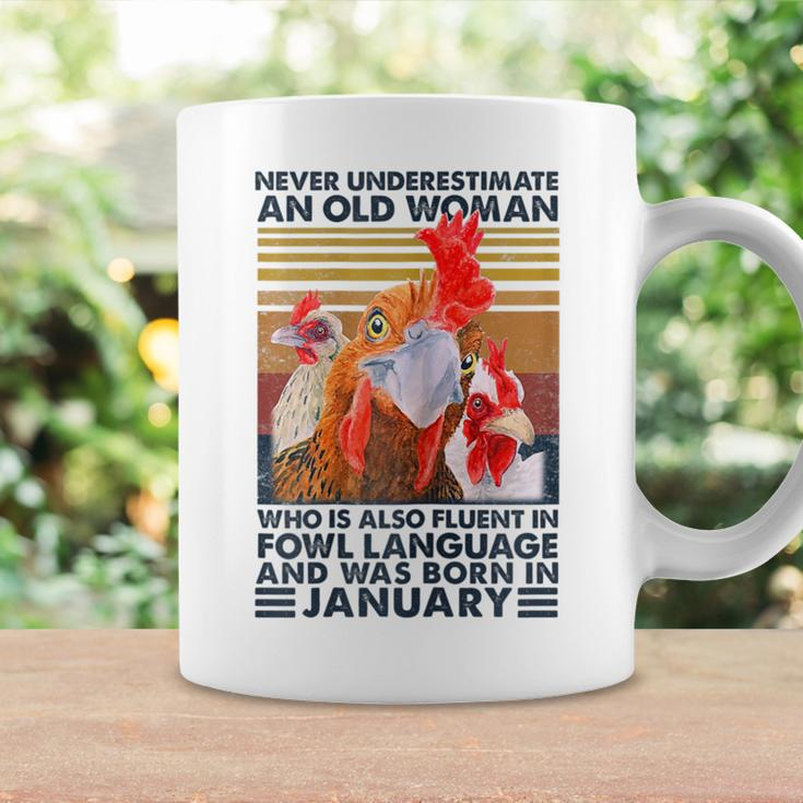 Never Underestimate Old Woman Fluent Fowl Born In January Coffee Mug Gifts ideas