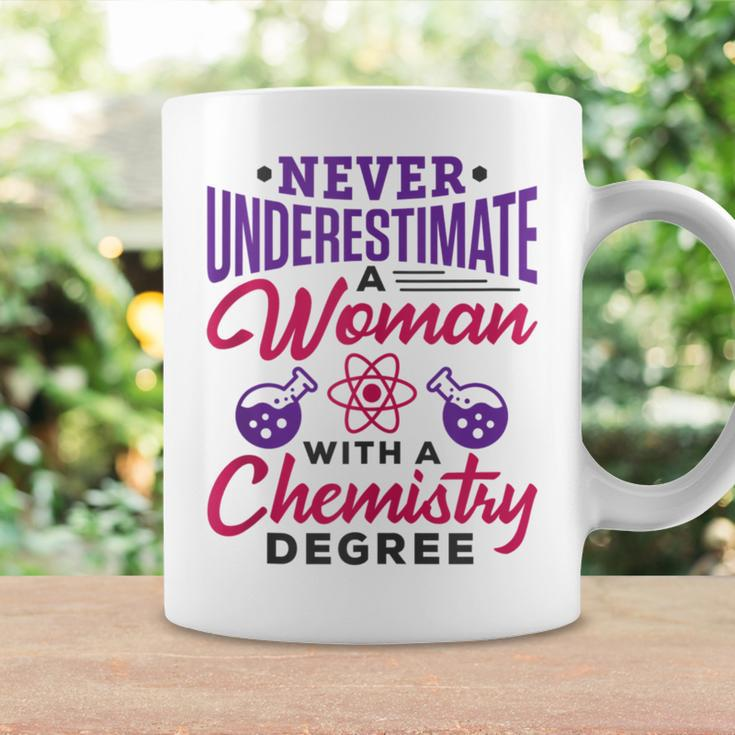 Never Underestimate A Woman With A Chemistry Degree Science Coffee Mug Gifts ideas