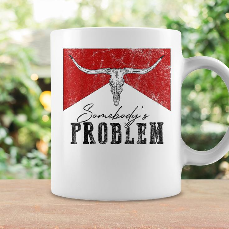 Vintage Bull Skull Western Life Country Somebody's Problem Coffee Mug Gifts ideas