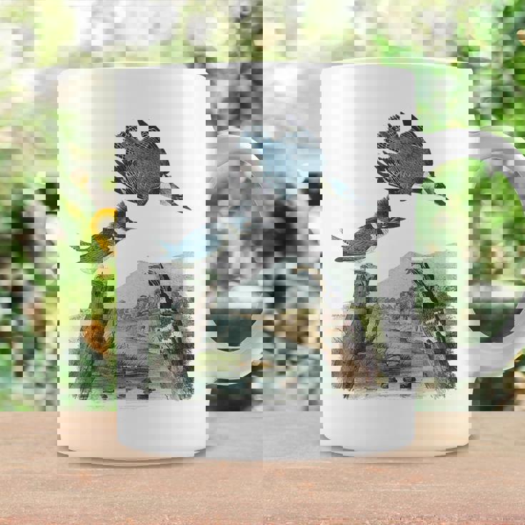 Watercolor Belted Kingfisher Bird Eat Fish Nature Birding Coffee Mug Gifts ideas