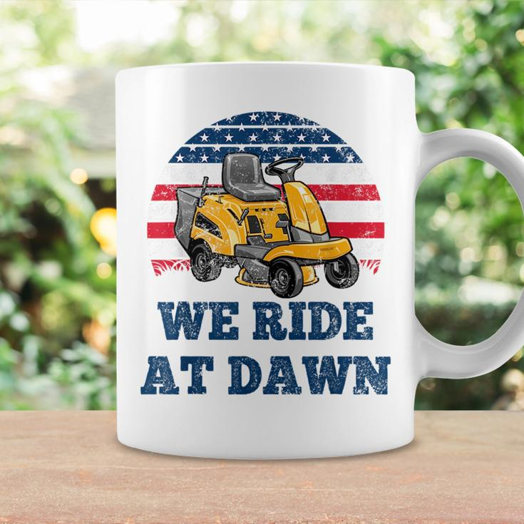 We Ride At Dawn Suburban Lawns Lawnmower Dad Lawn Caretaker Coffee Mug Gifts ideas