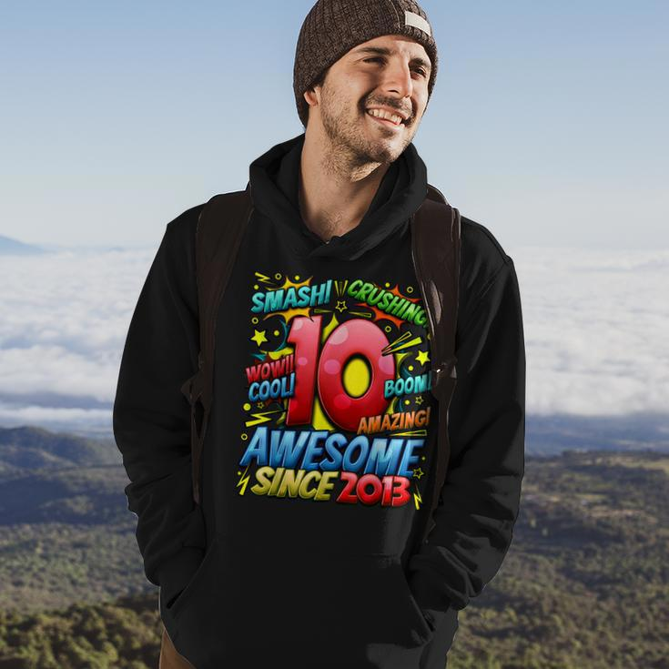 10Th Birthday Comic Style Awesome Since 2013 10 Year Old Boy Hoodie Lifestyle
