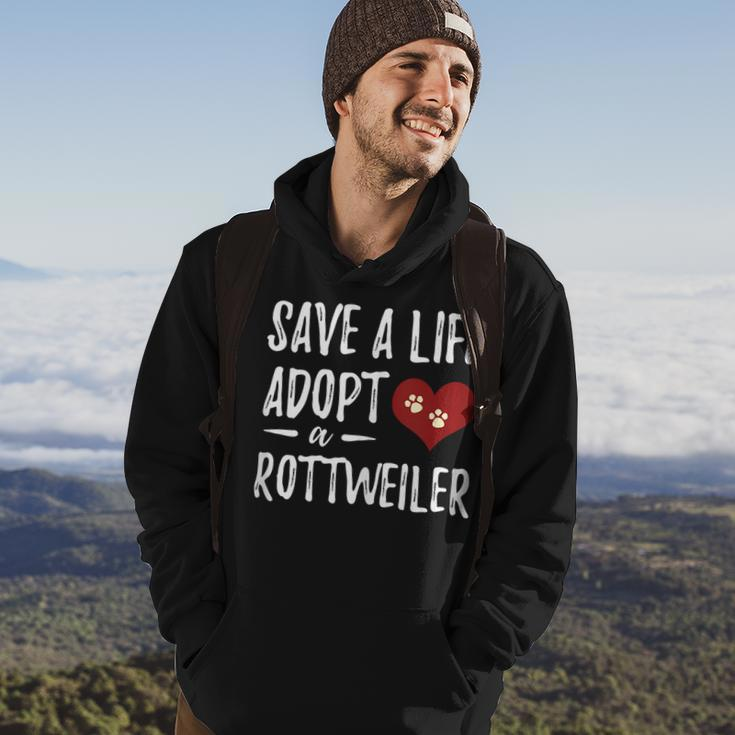 Adopt A Rottweiler Funny Rescue Dog Hoodie Lifestyle